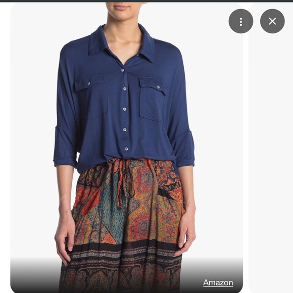 Free People Blue Andy Button Up Shirt. Size Small. - Picture 4 of 13